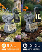 Outdoor Elephant Statues Solar Garden Decor Lights - Elephant Decoration for Garden, Balcony, Patio, Yard, Lawn - Housewarming, Fathers Day, Unique Birthday Gifts for Women Mom Grandma(Gold)