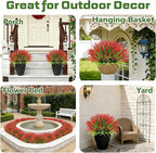 Faux Flowers for Outdoor Planters – 20 Bundles Fake Plants Outdoor, UV Resistant Artificial Plants & Flowers with Fake Monkey Grass, Faux Outdoor Plants for Porch Patio Garden Decor