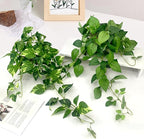 Artificial Hanging Plants with White Pots –2 Pack Fake Pothos Potted Plants Faux Ivy Vines 23.6‘’, Realistic Greenery Hanging Fakeplants Indoor for Home Decor, Bedroom, Bathroom, Office, Living Room
