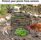 Hi Sasara 3 Sets Wire Plant Protectors Cage,11.8" Dia x 11.8" H,Metal Plant Protector Cage with Round Lids Plant Protector for Keep Rabbits Squirrels Animals Out,Garden Plant Protector with Staples
