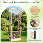 BECOMFORT Raised Garden Bed with Trellis & Hanging Roof, 89" Tall Fir Wood Planter Box with Drainage Holes, Outdoor Elevated Garden Planter for Climbing Vines, Perfect for Patio, Lawn & Backyard