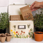 1Canoe2 Wildflower Botanicals Tin Seed Organizer Storage Box, Garden Seed Packet Vault Container, Gardening Supplies, Greenhouse Accessories, Gardening Gifts for Women