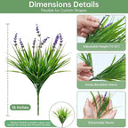 Gipsot 14 Bundles UV Resistant No-Fade Outdoor Artificial Plants & Flowers, Adjustable Height Fake Lavender Flowers Indoor & Outdoor Decor for Garden Patio Pathway Hanging Planter Front Porch