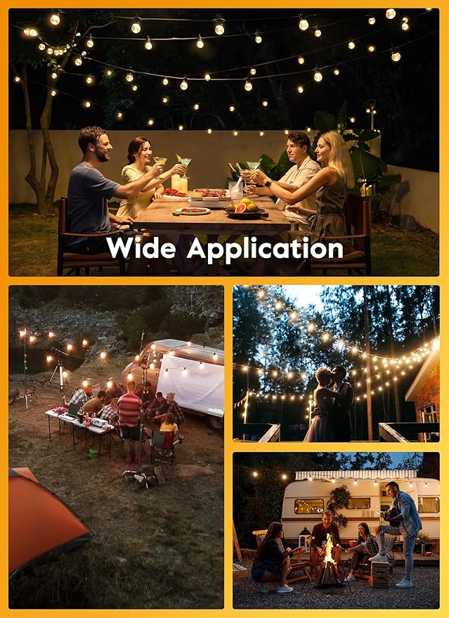 Brightown 55FT Solar String Lights Outdoor Waterproof, Patio Lights with Remote and 16+1 LED Shatterproof Bulbs, Dimmable & Timable, 3 Light Modes, Solar Lights Outdoor for Yard Garden Camping Party