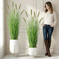 Artificial Cattail Reed Grass Plants Indoor ，Faux Cattail Grass Plant Artificial Plant Grass Outdoor,Fake Grass Tall Green Onions Fake Plant， Living Room Kitchen Office Decoration 47“2 Pcs