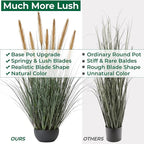 FloraFairy 4ft Onion Grass, Artificial Plant and Greenery, 48in Faux Horsetail Reed Grass with 10 Feathery Flower Heads, Potted Fake Floor Plants for Indoor Outdoor, House Decorative