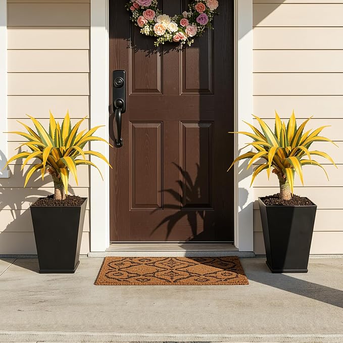 Artificial Green Edged Gold Leaf Spiny Agave Plant with 23 Leaves, 19.68in Faux Agave for Indoor & Outdoor Home Decor Perfect for Porch Living Room Bedroom Patio & Office