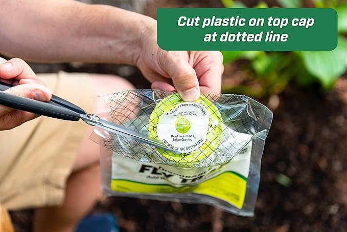 Rescue! Outdoor Disposable Fly Trap – Hanging Fly Catcher with Attractant Bait, Fly Bag for Patio, Yard, Trash & Farm Areas – Easy-to-Use Outdoor Fly Control - 6 Traps