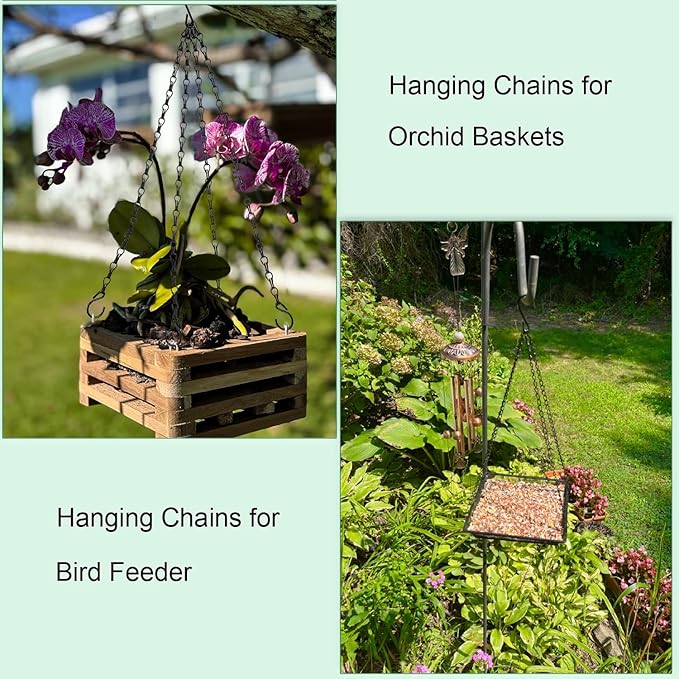 Heybe Hanging Baskets Chains 23 Inches 4 Leads Hanging Chains Flower Pot Hanger Replacement Plant Hangers for Planters and Lanterns, Pack of 3 (4 Legs)