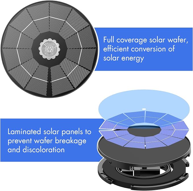 AISITIN 3.5W Solar Fountain Pump for Water Feature Outdoor DIY Solar Bird Bath Fountain with Multiple Nozzles, Solar Powered Water Fountain for Garden, Ponds, Fish Tank and Aquarium