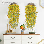 Artificial Hanging Flowers for Outdoors Spring Summer Decoration, 4PCS UV Resistant Silk Fake Hanging Plants for Patio Porch Front Yard Window Garden Indoor Decor(Yellow,4PCS)