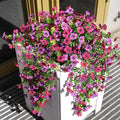 Artificial Hanging Flowers for Outdoors, 2 Pcs Fake Hanging Plant for Spring Summer Decoration, UV Resistant No Fade Faux Silk Daisy Flower for Planter Porch Patio Yard Garden Decor(Light Purple Red)