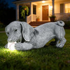 Dachshund Solar Garden Statue - Outdoor Yard, Lawn, Patio Weiner Dog Decor - Unique Birthday Housewarming Gift for Mom, Women, Dad, Men