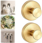 Suction Cup Hooks for Wreaths on Glass, Suction Cup Hooks for Inside Shower, Wreath Hangers for Front Doors, Metal Towel Hooks for Showers Bathrooms Mirrors (2, Gold)