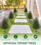 Hollyone Artificial Cedar Topiary Trees with Ground Spike, 2 Pack 32" Fake Pine Shrubs Bushes Trees Faux Cypress Plants for Indoor Outdoor Planters Front Porch Garden Decor UV Resistant