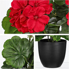 Briful 17” Geraniums Artificial Flowers Realistic Potted Plant – Red Fake Geraniums for Outdoors, Artificial Outdoor Plants for Indoor Home Decor, Farmhouse Table Centerpiece Decoration