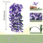 Artificial Flowers for Outdoors Fake Purple Bougainvillea Hanging Flower Decoration, 2Pcs Realistic Faux Silk Plants Long Trailing Vines, Spring Decor for Porch Patio Balcony Planter Yard