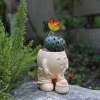 Dolkgy Cute Head Planter, Face Flower Pot Fun Head Vase for Plants for Indoor Outdoor Décor, Unique Cactus Office Plant Pots