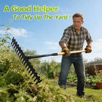 Garden Rake,60" Wooden Handle with 17-Tine Metal Bow Rake,Rock Rake Heavy Duty for Loosening Soil,Leveling Gravel,Clearing Fallen Leaves,Removing Sod and Landscaping