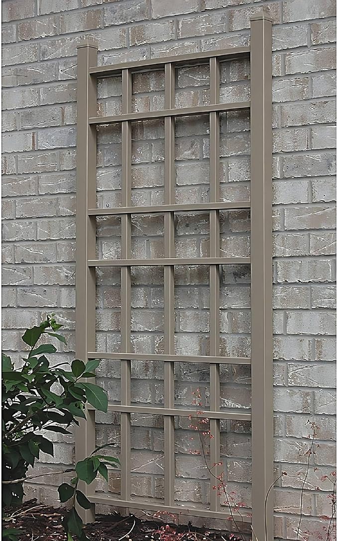 Dura-Trel Cottage 28 by 66 Inch Heavy Duty Weather Stabilized PVC Vinyl Outdoor Garden Patio Trellis with Ground Anchors, Mocha