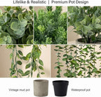 Artificial Hanging Plants 5 Pack – Small Fake Potted Ivy Plants for Indoor or Outdoor Décor, Wall Shelf Home Office Room Decoration, Realistic Faux Plants with Planters