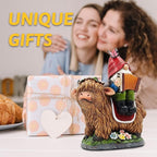 Garden Gnomes Outdoor Statues: 8'' Solar Light Gnome Decor on Highland Cow Play The Accordion Unique Birthday Gifts for Women Mother Grandma