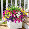Artificial Flowers Fake Plants for Outdoors Decoration, 12 Bundles Silk Morning Glory with 2PCS Lavender Realistic UV Resistant Faux Spring Flowers for Outside Planter Yard Patio Garden Home Indoor