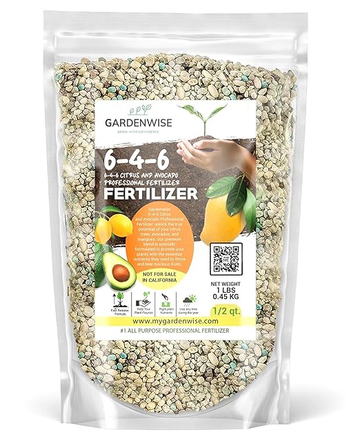 Gardenwise 6-4-6 Avocado, Mango Citrus Tree Professional Fertilizer, Plant Food Outdoor/Indoor Gardening; Quick-Release Nitrogen Fertilizer; Orange, Lime, Avocado and Lemon Tree Fertilizer (1/2 QUART)