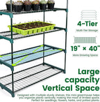 Worth Garden 50% Extra Wide Mini Greenhouse 4 Tier Portable Plant Green House 40in Wide -Sturdy Gardening Shelves with PVC Cover - Indoor & Outdoor Wheatgrass Growing - 19″x40″x63″