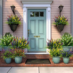 Artificial Flowers for Outdoor Plants 24 Bundles Fake Lavender Plastic Faux Monkey Grass for Verandah Window Garden Office Patio Front Porch UV Resistant for Planter(5 Colors)