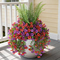 INQCMY Artificial Fake Hanging Flowers with Fake Fern for Outdoors UV Resistant Artificial Plants Spring Decor Look Real Faux Flowers for Outside Home Planter Porch Patio Decor