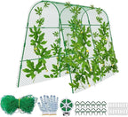 codree Cucumber Trellis for Raised Bed, 63 x 63 Inch U-Shape Garden Trellis for Climbing Plants Outdoor, Metal Arch Trellis with Climbing Net Clips for Growing Vine Vegetable, Tomato, Bean, Zucchini