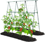 OTOSUNNY Garden Trellis for Climbing Plants Outdoor, Cucumber Trellis for Raised Bed Garden, A Frame Vine Plants Support for Vegetable Tomatoes Peas Pole Beans Trellis, 50x48 inch, with Netting, Green