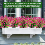 TURNMEON 20 Bundles Artificial Flowers for Outdoors Fake Plants Spring Decor, UV Resistant Artificial Plants Cemetery Flowers Faux Plastic Greenery Shrub for Home Porch Summer Decor 580 Heads(Magenta)