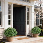 Set of 2 Artificial Boxwood Topiary Ball Trees for Front Door - Realistic Faux Aglaia Odorata Bush with Pot, Fake Eucalyptus Leaves Potted Plants for Porch Farmhouse Outdoor Decor (Green)