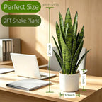 Fake Snake Plant, 27in Artificial Plant with White Pot Realistic Leaves, Low Maintenance Potted Plant for Indoor Decor, No Watering Needed, Perfect for Home, Office & Pet Areas