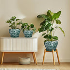 Ceramic Planter - 10 Inch Pots for Plants Indoor Outdoor, Decorative Modern Flower Pots with Drainage Hole and Saucer, Round Large Plant Pot, House Decor, Gifts for Gardeners, Bubble Green