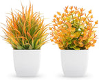 Der Rose 2 Pack Small Fall Fake Plants Mini Artificial Potted Plants Fall Table Office Decor for Home Desk Bathroom Decoration