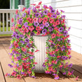 Artificial Hanging Flowers for Outdoors, 2 Pcs Fake Hanging Plant Spring Summer Decoration, UV Resistant No Fade Faux Silk Daisy Flower for Planter Porch Patio Yard Garden Decor(Purple Hot Pink)