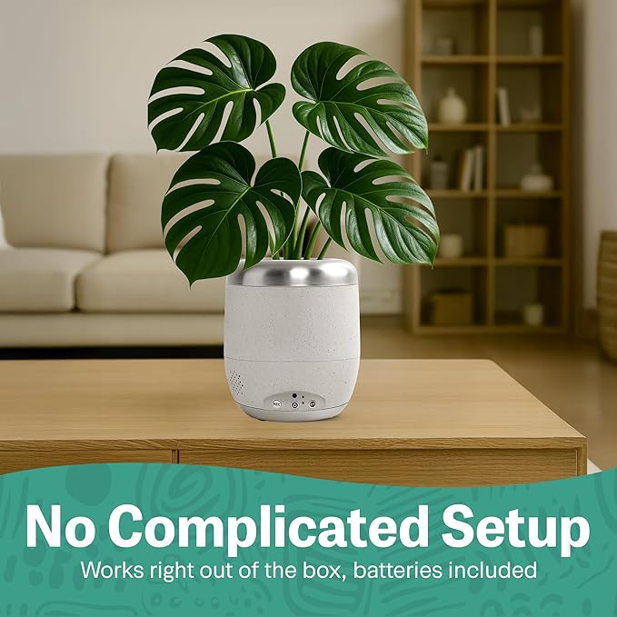 PLANTPETZ Extra Large Robotic Planter – Smart Planter Fits 6 Inch Pots | Bluetooth Speaker | Interactive Smart Plant Pot Turns A Real Plant Into a Touch/Motion Responsive Companion - Sand Beach Tan