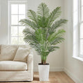 7ft Artificial Palm Tree with White Planter - Tall Fake Palm Tree Indoor Fake Tropical Plant for Home Office Living Room Bedroom Modern Decor