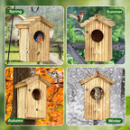 Hummingbird House for Outside Hanging - Small Bird Nesting Box for Hummingbird - Natural Wood Birdhouse with Perch - Outdoor Garden Decor & Bird Lover Gift (Dimensions 4.1*3.3*5.9 inch)