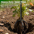 Garden Twist Tiller Cultivator, Manual Hand Tiller Garden Claw Heavy Duty, Lawn Aerator Soil Lossener with Steel Tines and Ergonomic Handle for Garden Bed and Plant Box
