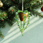 Bling Suncatcher String of Beads Plant Hanging, Handcrafted Crystal Succulent Sun Catchers for Window Hanging, Gardenn Crystal Sun Catcher Plant Lover Gift Mom Gifts (Green)