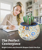 PieceRelax 3D Puzzle Planter - Retro Tiles - Danish Folklore Style, for Mom, Home Decor Flower Pots for Indoor Cactus, Succulents Pots [K1104]
