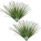 Artificial Wheat Grass Plants Fake Greenery Faux Onion Stems Plastic Plant Flowers Shrubs for Indoor Room Home Office Outdoor Decor Garden Porch Gardening Wedding Party DIY Wreath Decoration - 16 Pack