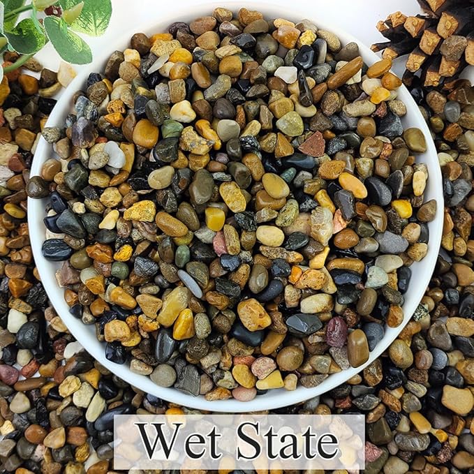 YISZM 2lbs Natural River Rocks, 1/4" Aquarium Gravel Succulent Cactus Pea Gravel for Plants, Fish Tank, Decorative Pebbles for Gardening, Flower Pots, Vase Fillers, Indoor Water Fountains, Landscaping