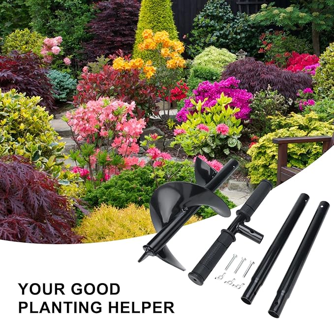 Garden Auger Drill Bit 5.9"x33", Large Hand Auger Drill for Planting, Post Hole Digger Manual Auger Spiral Drill Bit with Non-Slip Handle, Bulb Planting Auger Fence Post Auger
