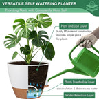 montresor 5-Pack Self-Watering Planters with Wick & Reservoir (5/5.5/6/6.5/7 Inch) – Plastic Indoor Pots with Drainage, Modern White Flower Pot for Violet, Herb