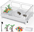 Turtle Tank - Starter Aquarium with Brush, Easy to Install & Clean, for Turtles, Crabs, Small Reptiles